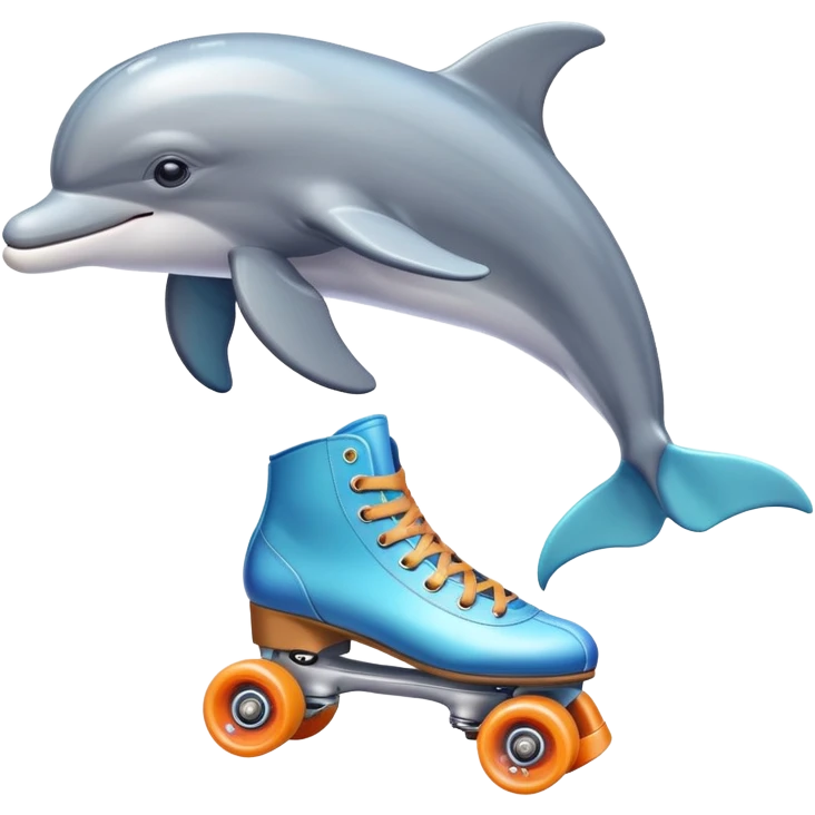 Dolphin in roller skates emoji