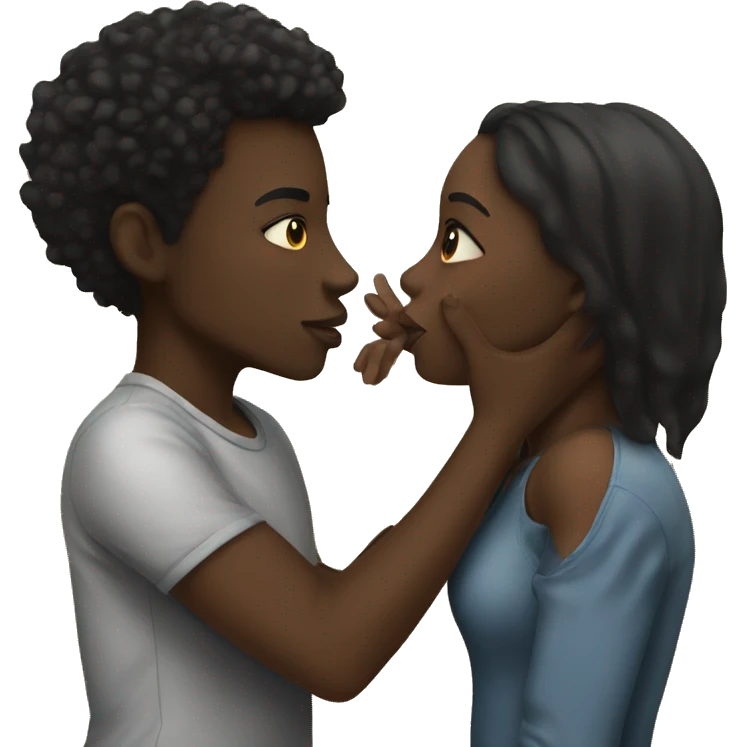 black girl and black boy emoji kissing  emoji