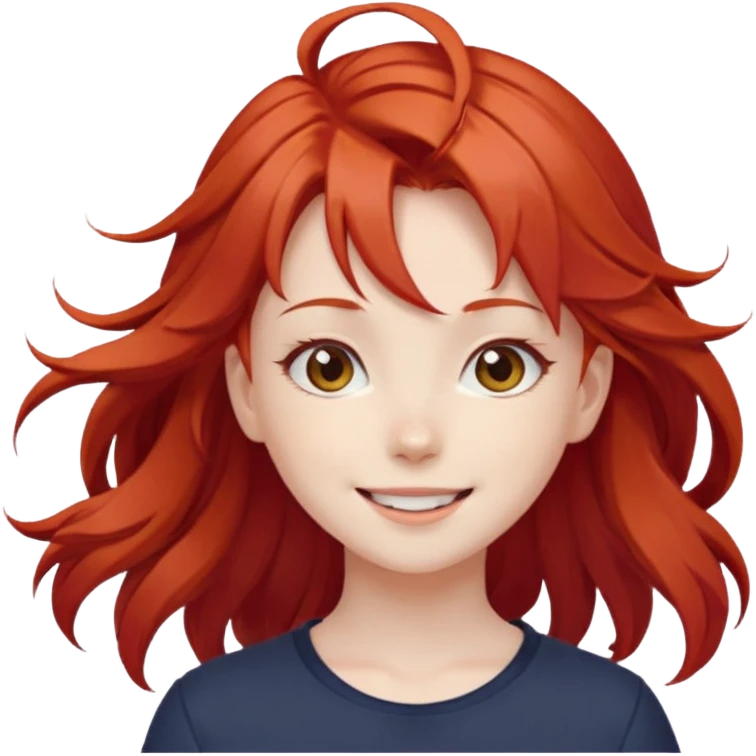 cute anime girl with red blowing hair emoji