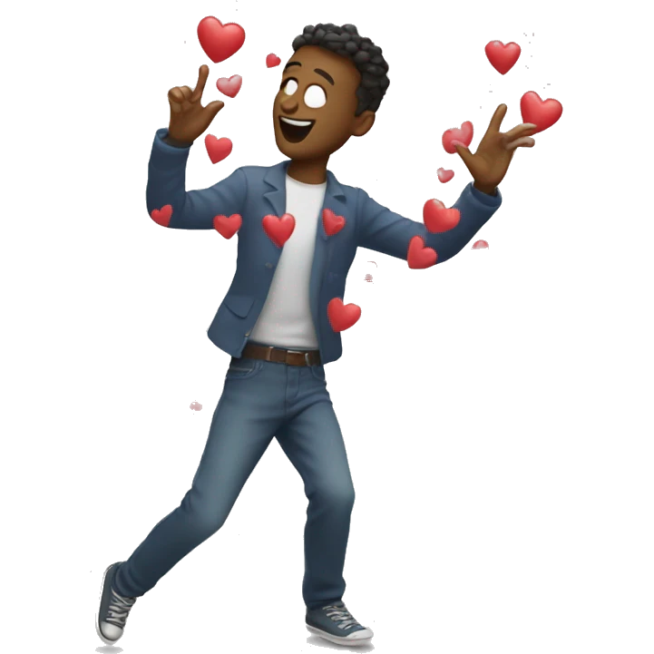 dancing guy with a lot of hearts emoji