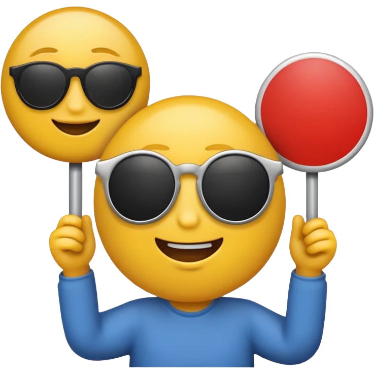 Emoji with sunglasses and place sign on the side  emoji