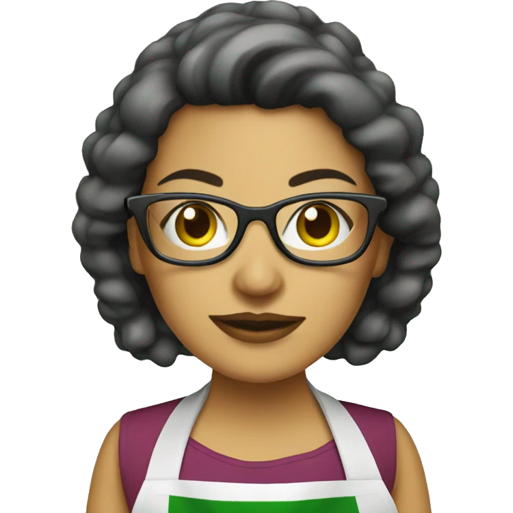 mexican lady green apron  with glasses cooking tacos emoji