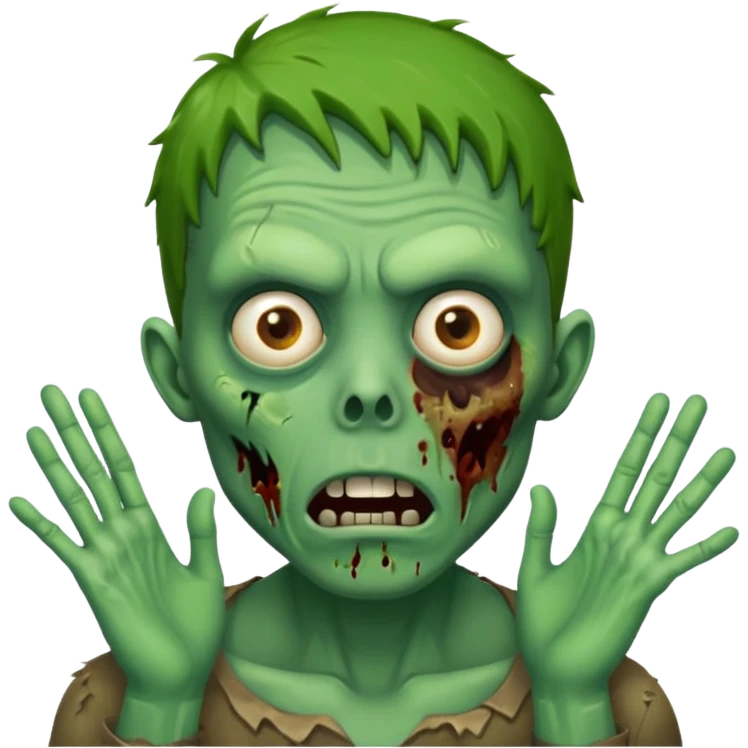 suprised zombie, hands on cheeks emoji