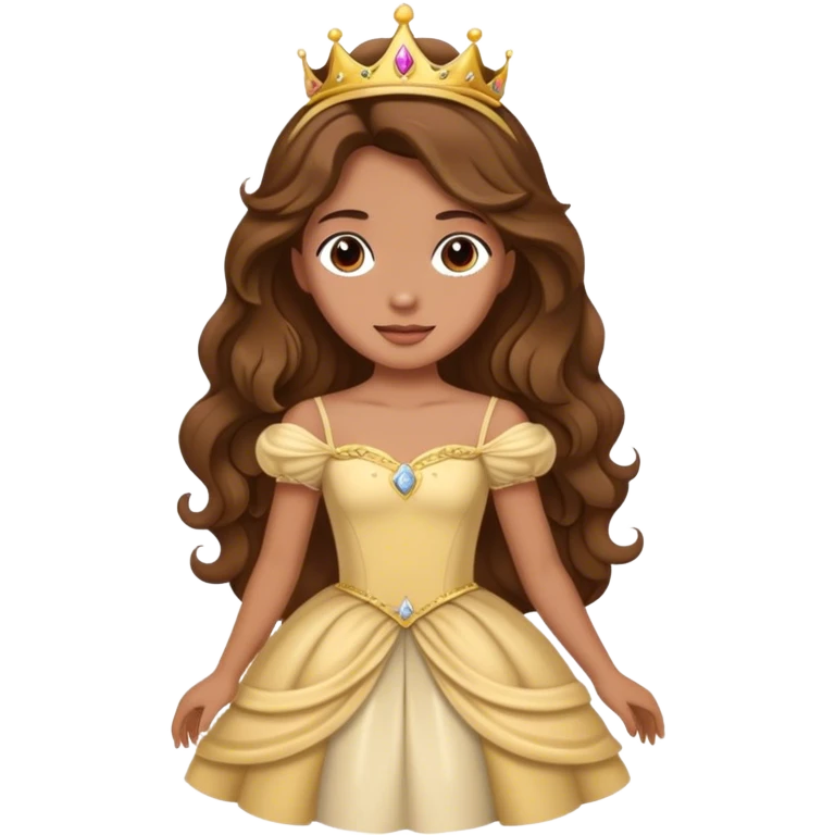 person as princess brown wavy hair long emoji