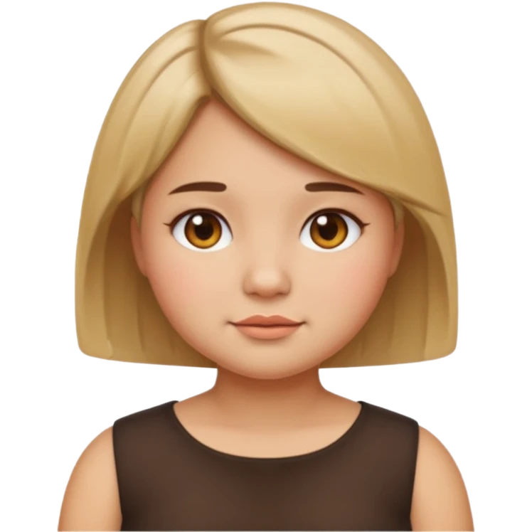 create a girl emoji with shoulder length short hair, chubby cheeks, straight hair and tan skin emoji