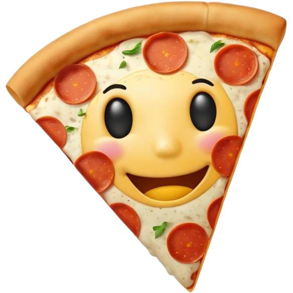 A pizza slice emoji with a smiley face emoji