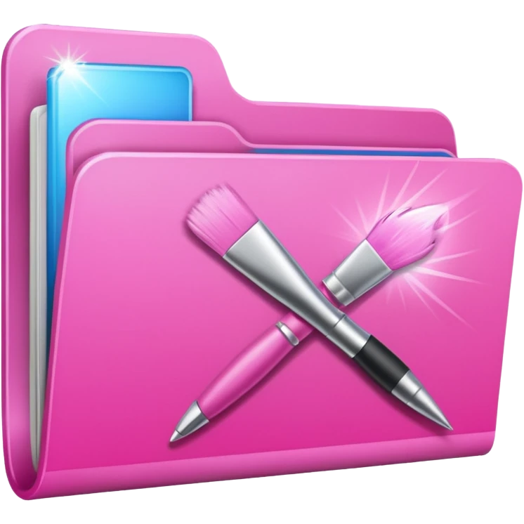 windows 10 folder light sparkles pink plain with brush logo emoji