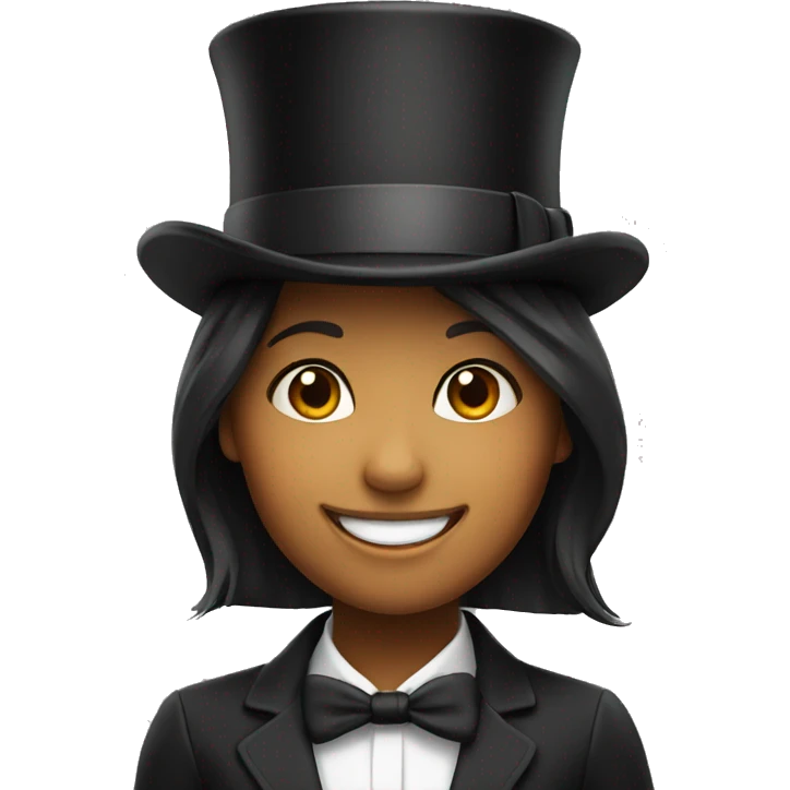 smiling girl in top hat emoji