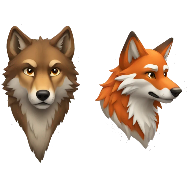 wolf and fox emoji