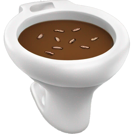 A cup of coffee having brown soup fly everywhere into a toilet emoji