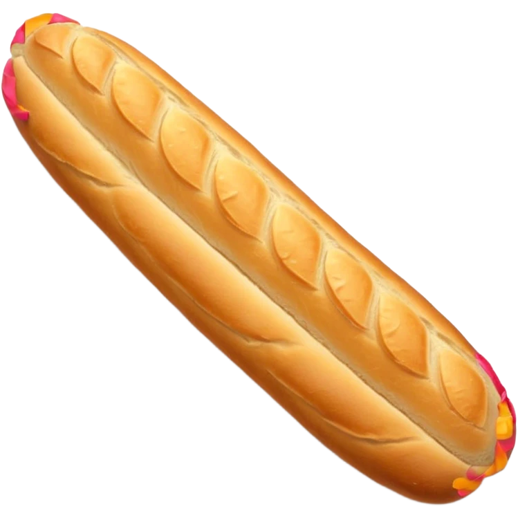 baguette bread object icon, crispy golden crust, detailed bread texture, 3D cartoon, mobile game icon style, centered, soft shadow, clean background, no text, no watermark
 emoji