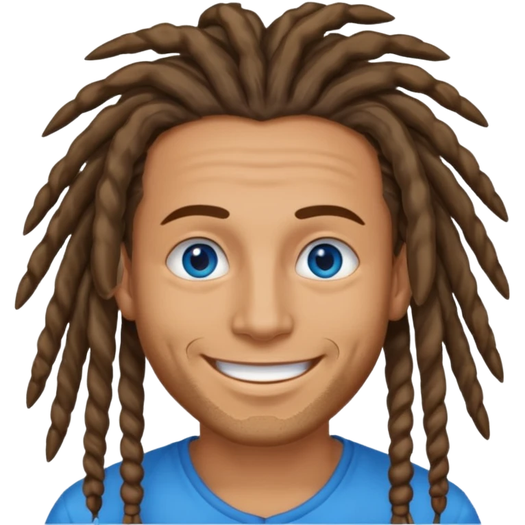 Hippie man smiling with blue eyes and dreadlocks emoji