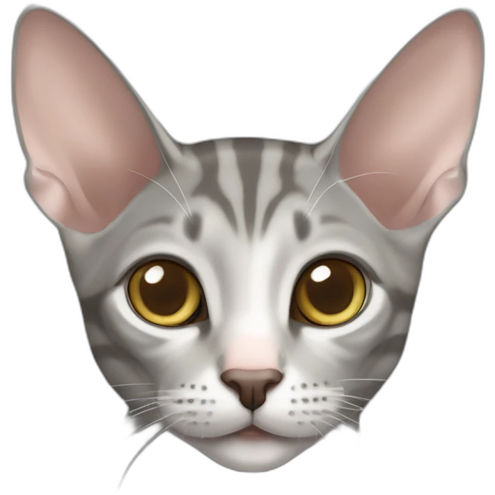grey tabby oriental shorthair cat with large ears emoji