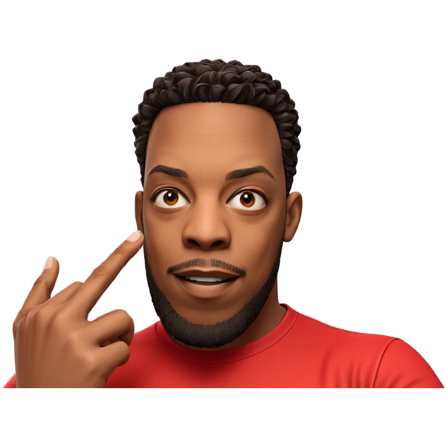 confident male in red shirt emoji