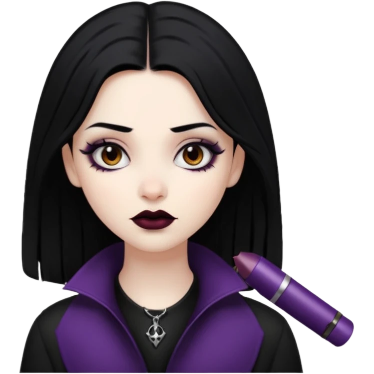 Goth girl black hair brown eyes emoji