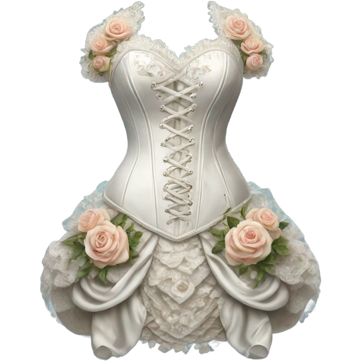 Hyper Realistic ornate corset Wedding dress displays with flowers  emoji
