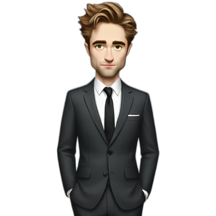 robert-pattinson cartoon wearing suit emoji