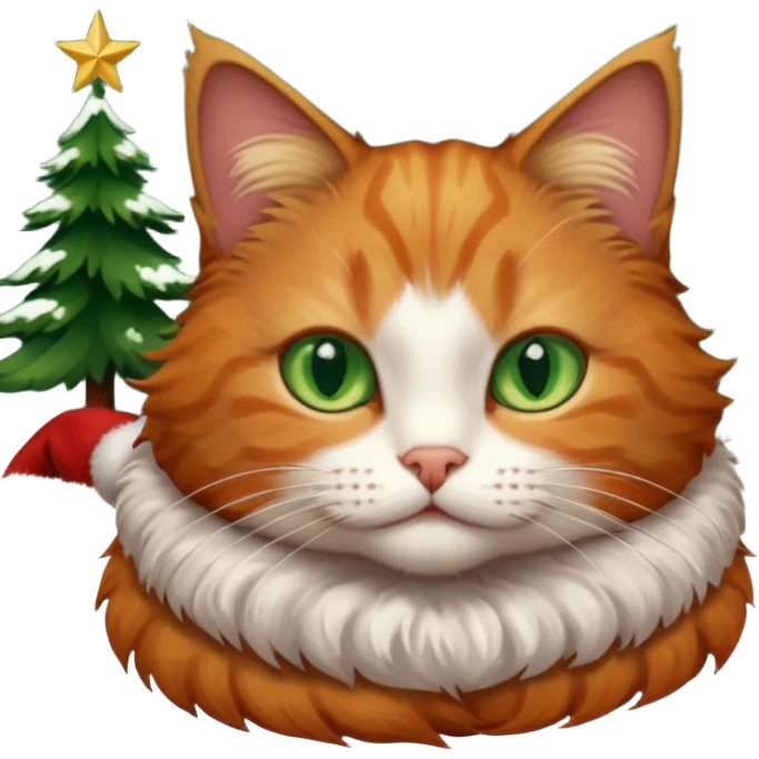 Christmas cat in aesthetic home emoji