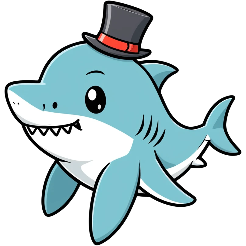 Shark with a top hat emoji