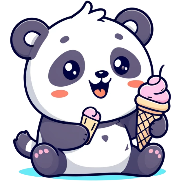 Panda eating ice cream emoji