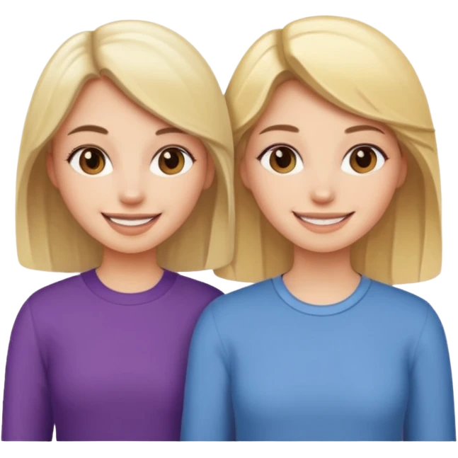 a brunette girl and a blonde girl smiling friends emoji