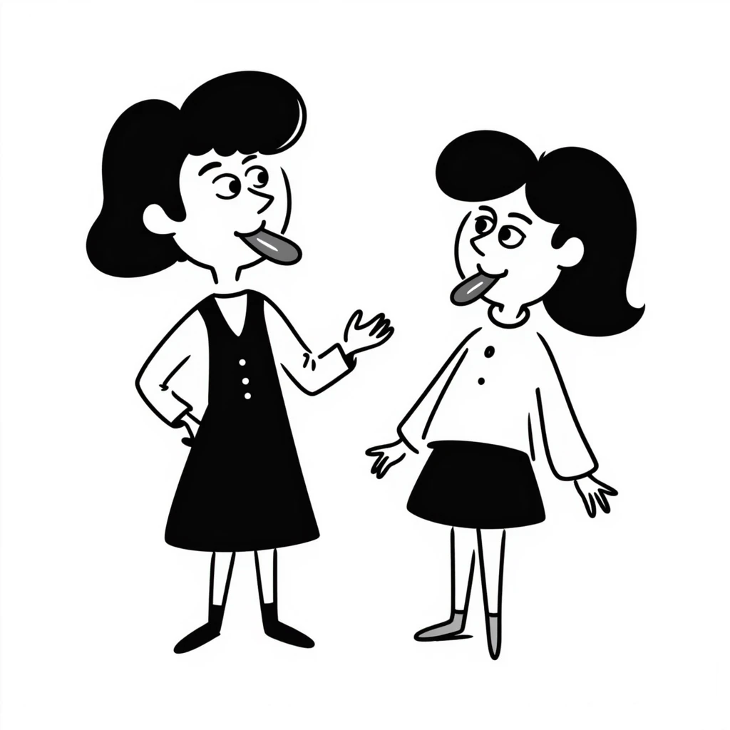 woman with two heads sticking out their tongues emoji