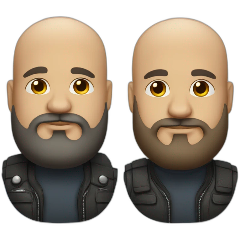 bald fat man with biker beard and with tattoos emoji