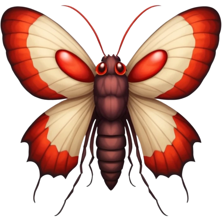 Create a scary emoji of the mothman with bright red eyes and as depicted in the legend. Make it less bird like and more Moth / Human hybrid emoji
