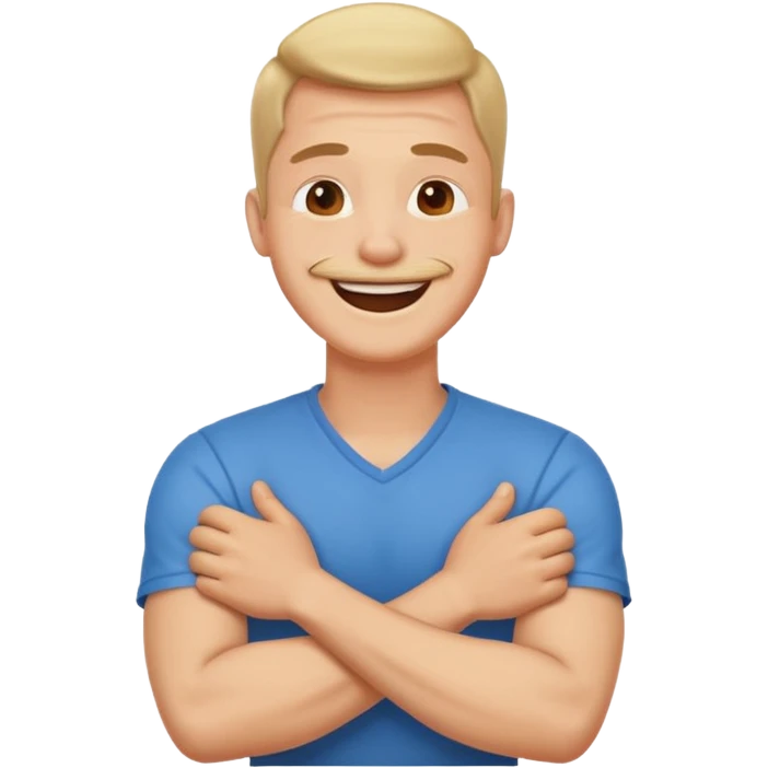 Arms crossed holding neck laughing guy emoji