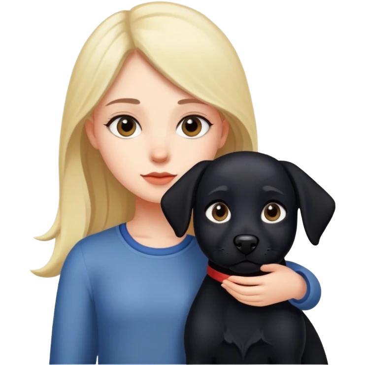 Black dog with girl emoji