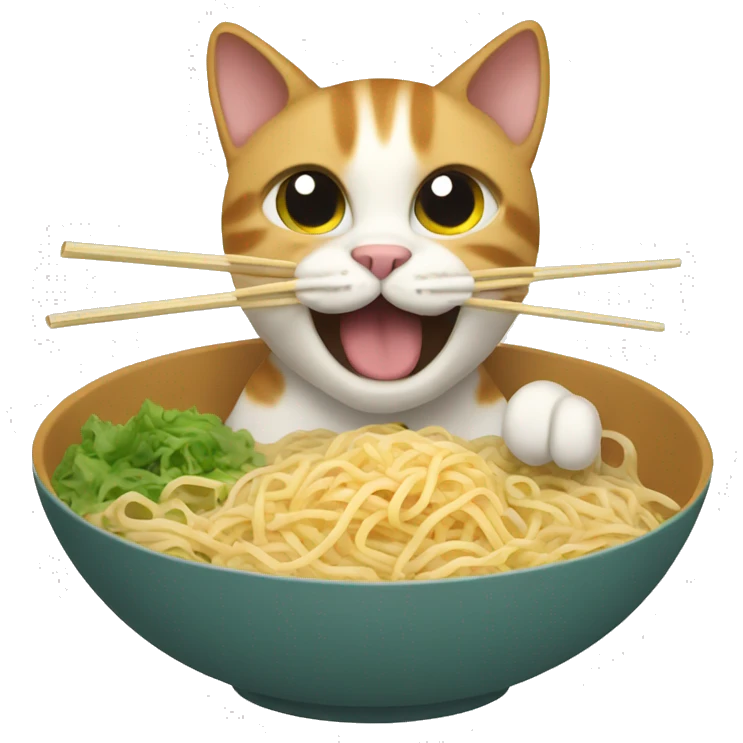 Cat eating noodles emoji