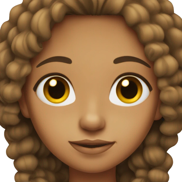 Girl with tan skin, brown eyes and hair emoji