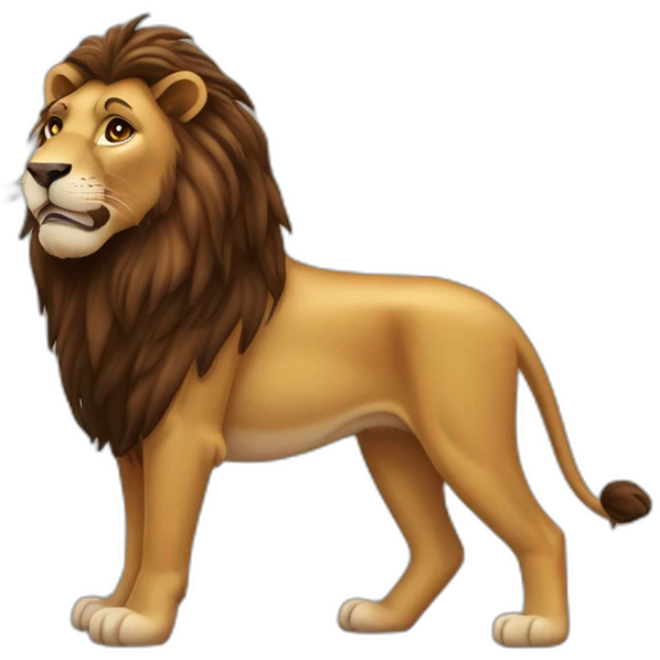 Lion crinière brune en queue de cheval  emoji