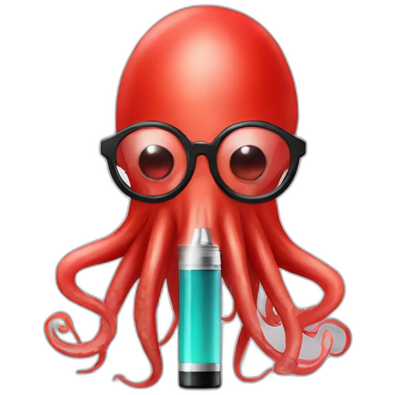 red human squid with glasses and e-cigarette emoji