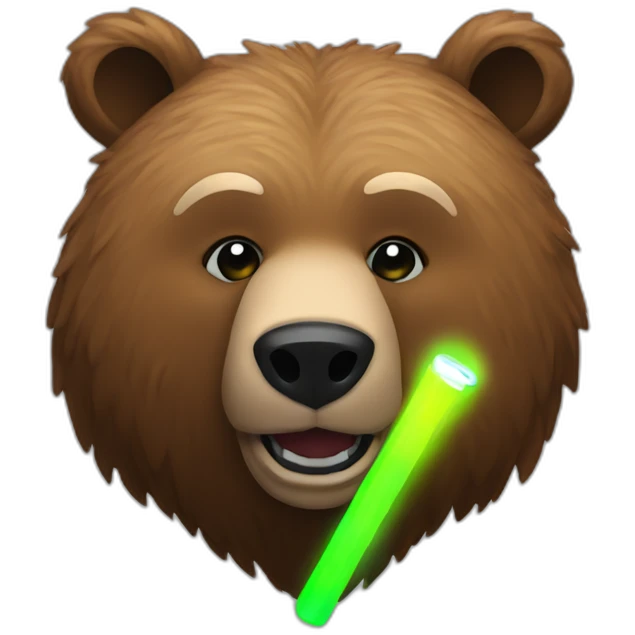 Grizzly head with glow stick emoji
