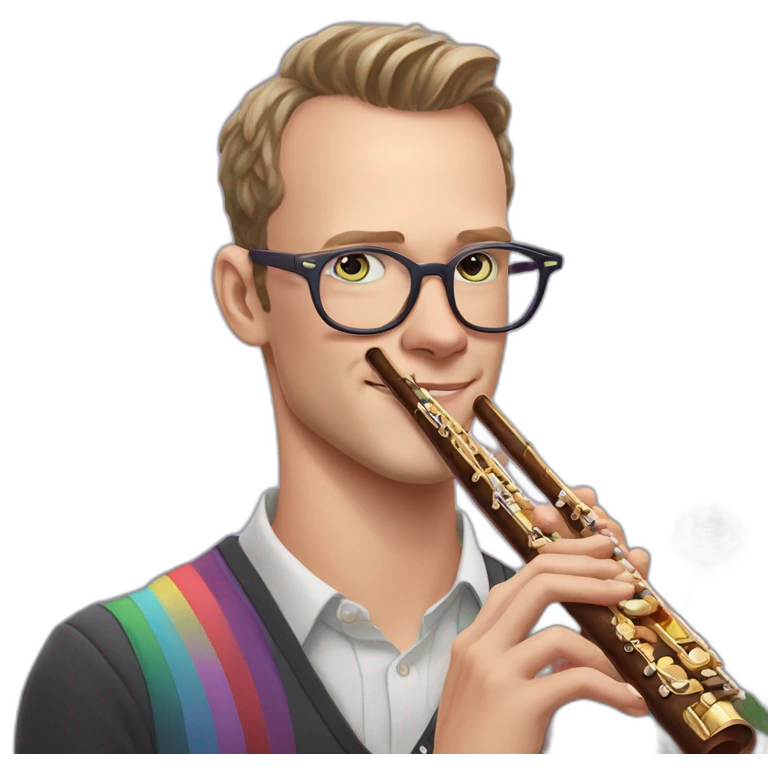 Jonathan Toews wearing glasses as a rainbow musical flute instrument in a symphony with pastel roses emoji