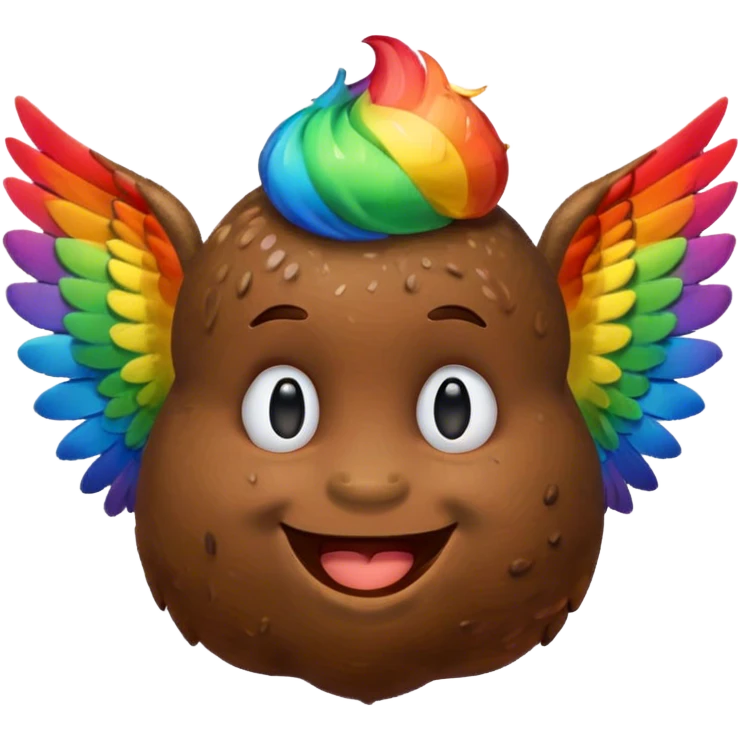 Rainbow Poop emoji face with wings emoji