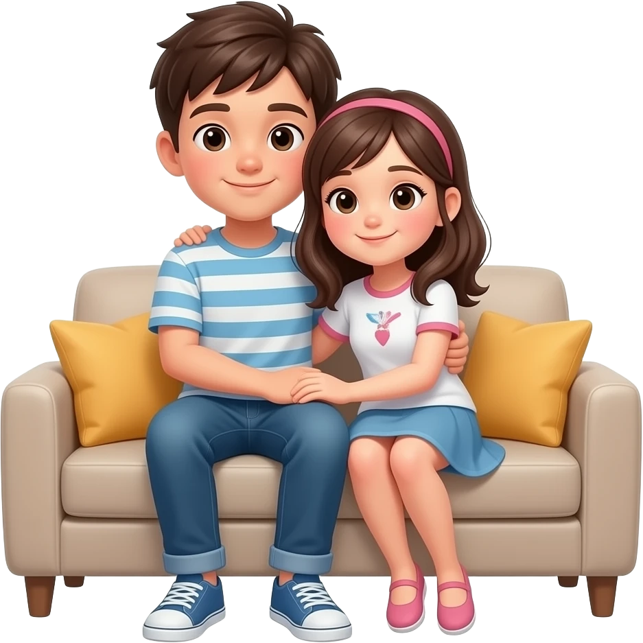 boy and girl cuddle in a couch emoji