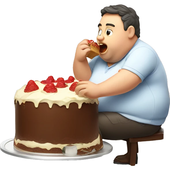 fat man eating cake  emoji