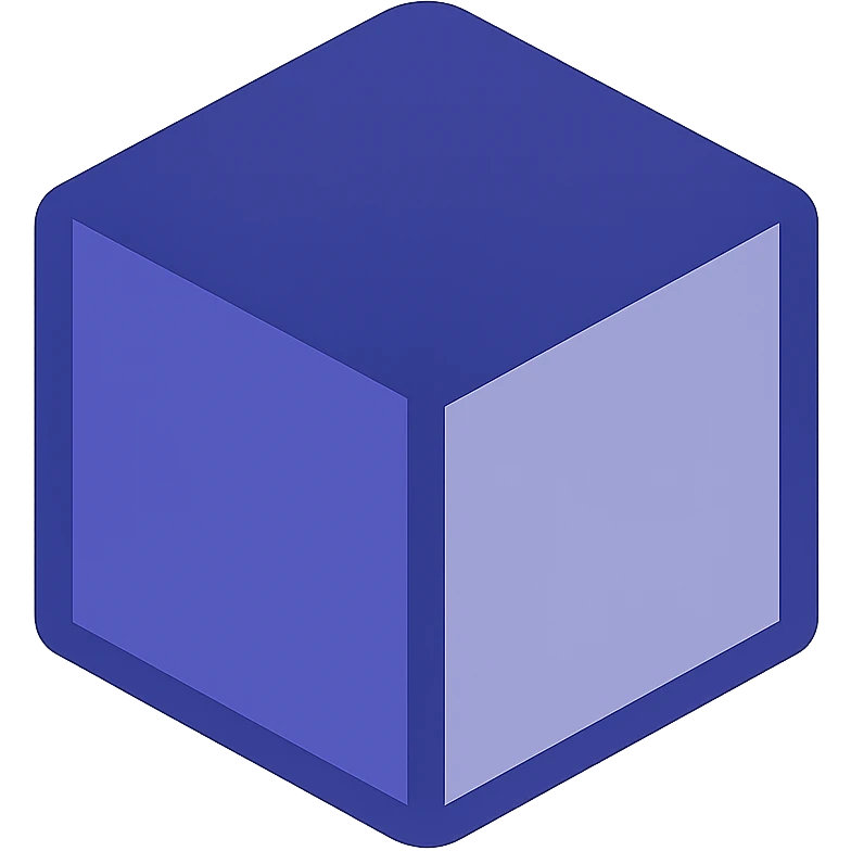 indigo cube, flat color, minimalistic emoji