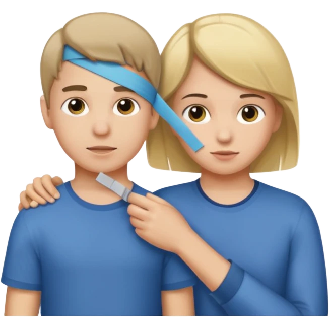Make a boy taping a girls head emoji