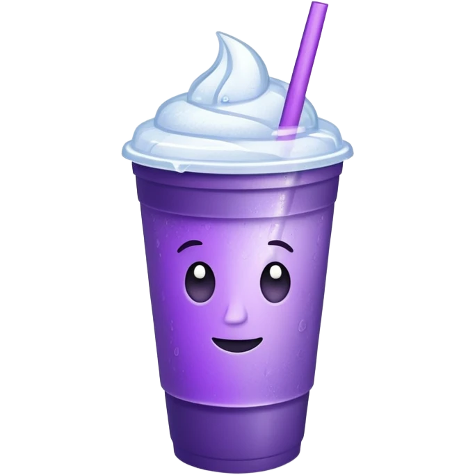 Make a styrofoam cup but 2 in one cup with a purple drink and ice in it emoji