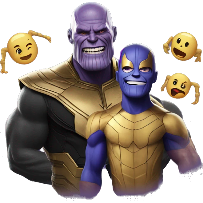 thanos happy whit spider man popping toghether emoji