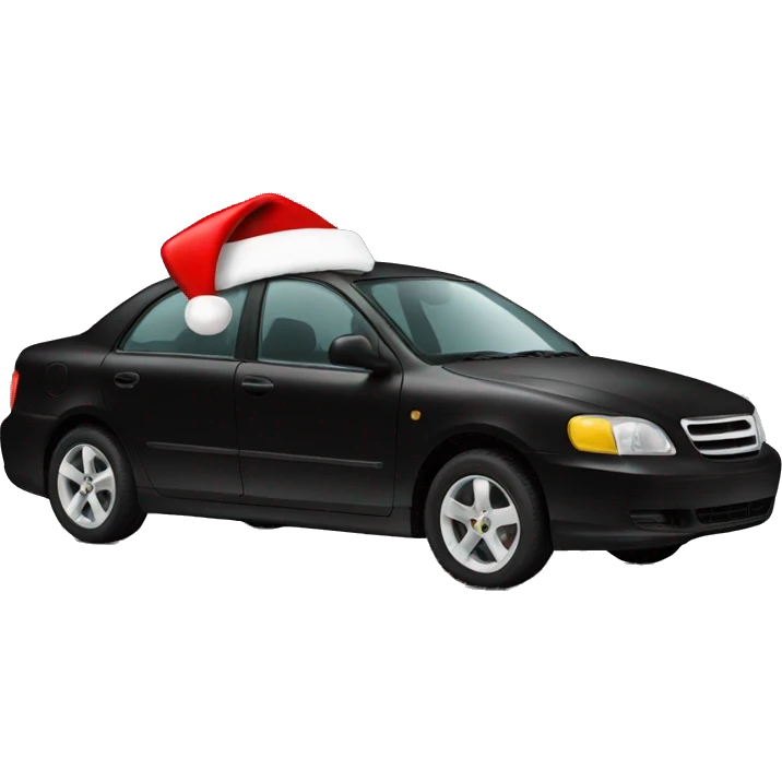 A black car with a Santa hat on emoji