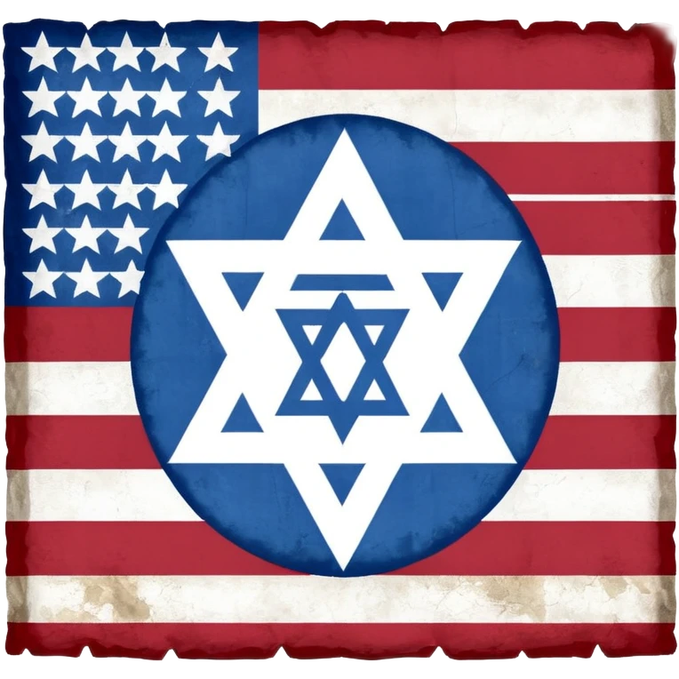 United States flag with a swastika symbol and star of david symbol on the flag emoji