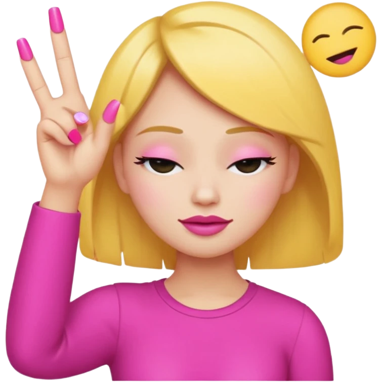 Yellow circle emoji sighing and drumming fingers up the side of their head the eye is closed it is a side profile pink lipstick and pink nails emoji