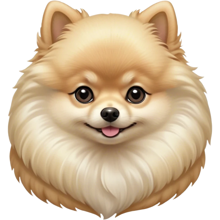 Cinematic Noble Cream Pomeranian Portrait Emoji, Poised and regal, with a compact, fluffy build and a pristine, well-groomed cream Fur, deep-set soulful dark eyes, Simplified yet sharp and sophisticated features, highly detailed, glowing with a soft, dignified glow, high shine, intelligent and spirited, stylized with an air of elegance, focused and attentive, soft glowing outline, capturing the essence of a watchful and confident companion, so majestic it feels as though it could prance out of the screen with effortless authority! emoji
