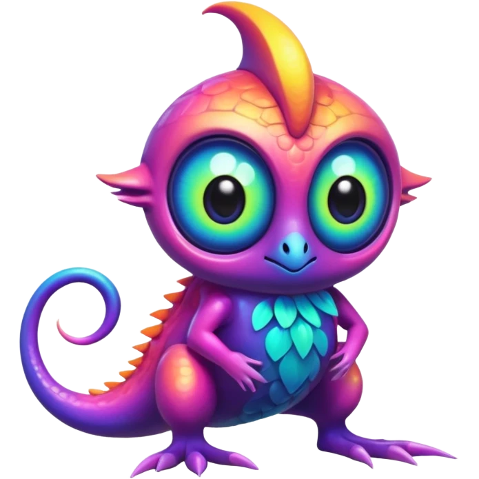 An exotic neon colorful unique bizarre eccentric Fakémon-creature (full body) emoji