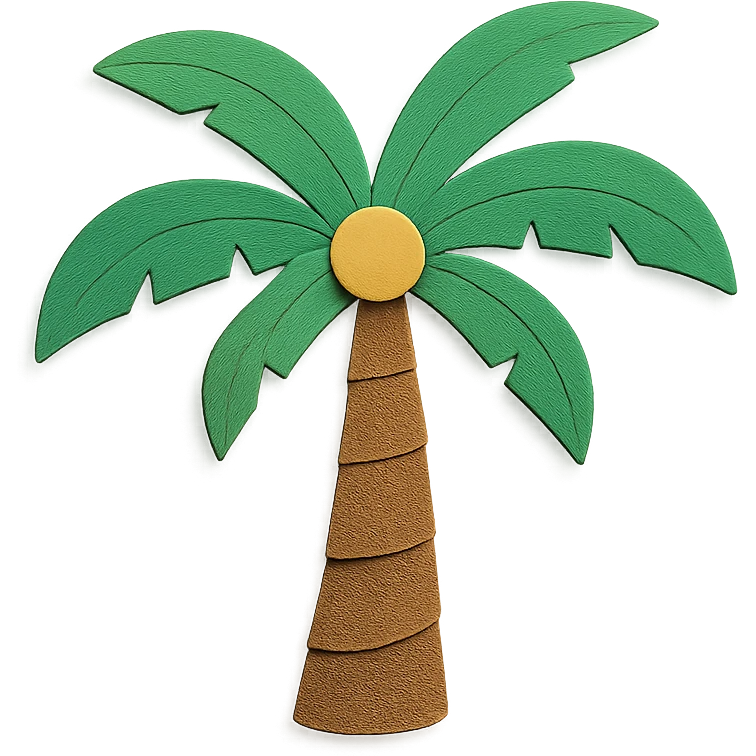 palm tree, bright and playful, paper-craft style emoji
