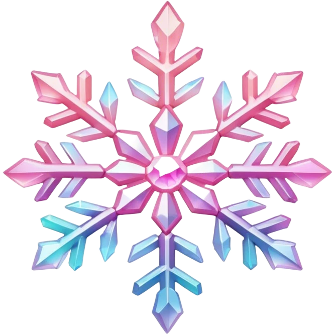 Gradient iridescent Pastel Pink crystal gemstone snowflake  emoji